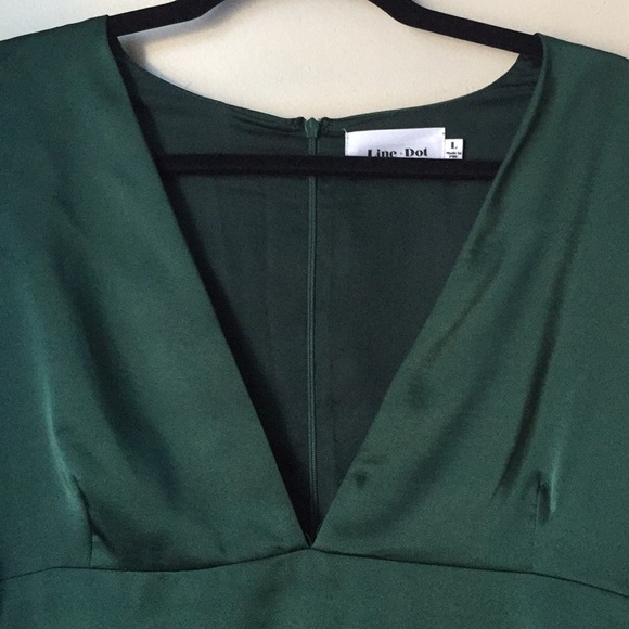 Plunging Emerald Cocktail Dress Line + Dot - Picture 3 of 4